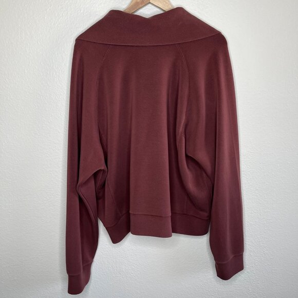 Spanx AirEssentials Half-Zip Pullover Sweatshirt Chocolate Brown Size 2X - Picture 7 of 12